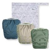Norafts Nursery Reusable Swim Diapers and Wet Bag - One Size Fully Adjustable - Hamptons Unisex 3 Pack with Wet Bag - Retail: $30