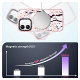 Rosarnnah Magnetic for iPhone 16 Magsafe Case Cute - Durable Shockproof 6.6 ft Drop Impact Phone Case - Glitter Pink Funny Cherry Blossom Design for iPhone 16 6.1\ - Retail: $30in