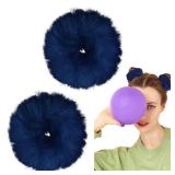 Semato 2 Navy Blue Fuzzy Pom Pom Scrunchies With Faux Rabbit Fur Elastic Ponytail Holders Pink Party Favors Hair Accessories for Women and Girls - Retail: $5