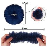 Semato 2 Navy Blue Fuzzy Pom Pom Scrunchies With Faux Rabbit Fur Elastic Ponytail Holders Pink Party Favors Hair Accessories for Women and Girls - Retail: $5