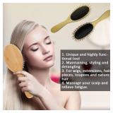 Amirce Wig Brush for Synthetic Hair, Detangling Professional Wood Handle Comb Set, WB-1 - Retail: $11