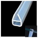 Qiveno Shower Door Seal Strip, 78.7\ Soft Frameless Glass Shower Door Sweep Side Seal to Stop Shower Leaks U Type,Fit for 10mm (38) Glass Door Translucent - Retail: $10in