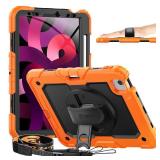 Timecity Case for iPad Air 5th4th Generation, Shockproof Cases with Strap and Pencil Holder [Supports Pencil 2nd Gen Charging], for iPad Air 54 10.9 Inch Case- Orange - Retail: $36