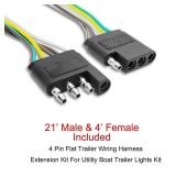 LIMICAR Trailer Wiring Harness Kit, 25ft Trailer Wire with 4 Flat Extension Connector, 4 Pin Flat Wishbond Wiring Light Kit for Utility Boat - Retail: $10