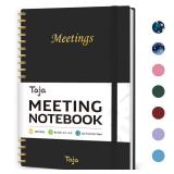 Meeting Notebook For Work Organization - Work Notebook With Action Items, Agenda Planner For Note Taking, 160Pages (6.9\ X 9.9\in) Project Planner For Men and Women - Black - Retail: $10in