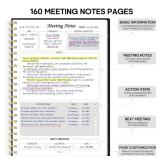 Meeting Notebook For Work Organization - Work Notebook With Action Items, Agenda Planner For Note Taking, 160Pages (6.9\ X 9.9\in) Project Planner For Men and Women - Black - Retail: $10in