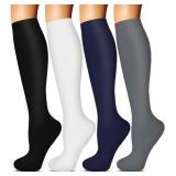 Iseasoo 4 Pairs Compression Socks for Women Men Circulation-Best Support for Nurses,Running,Athletic,Travel L-XL - Retail: $15