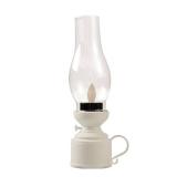 Zerodeko Kerosene Lamp Vintage Flameless Table Lamp Led Kerosene Lantern Clear Hurricane Lamp Battery Operated Nightstand for Bedroom Living Room White - Retail: $16