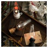 Zerodeko Kerosene Lamp Vintage Flameless Table Lamp Led Kerosene Lantern Clear Hurricane Lamp Battery Operated Nightstand for Bedroom Living Room White - Retail: $16