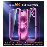 Diaclara Designed for iPhone 16 Plus Case 6.7 Inch,Upgraded [Full Camera Protection] Full Body Rugged Clear Bumper Case with Built-in Screen Protector for 16 Plus,Rose Pink - Retail: $17