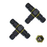 3 Way IP68 Junction Box Outdoor Waterproof Electrical Wire Cable Connector,M16 for 3 Pin Cables for 3.5-10mm Wire Range(AC 400V, 17.5A), Easy to Install,CE Certified(2 Pack) - Retail: $19