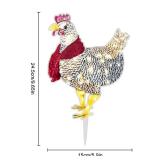2 PCS Medium Size Light-Up Chicken with Scarf Holiday Decoration, LED Christmas Outdoor Deco Xmas Ornaments with Light Xmas Yard Art Christmas Atmosphere Decoration for Garden Patio Lawn(Not 3D) - Ret
