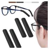 IYOOH 2 Pairs Silicone Glasses Ear Cushion, Eye Glasses Ear Grippers Anti Slip, Rubber Ear Pieces Non Slip, Soft Eyeglass Ear Cushions for Pain, Temple Sleeves Tips Ear Pads for Preventer (Black) - Re