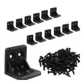 Rierdge 30 Pcs Black Plastic Corner Brace L Bracket, 1 x 1 inch Right Angle Brackets, Right Angle Bracket for Tables, Furniture, Shelves with Screws - Retail: $8