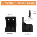 Rierdge 30 Pcs Black Plastic Corner Brace L Bracket, 1 x 1 inch Right Angle Brackets, Right Angle Bracket for Tables, Furniture, Shelves with Screws - Retail: $8