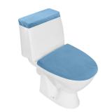 Stretch Velvet Toilet Lid Cover and Toilet Tank Lid Cover, Bathroom Super Soft Toilet Lid Cover Set Luxury Velvet Plush, with Elastic Bottom, Machine Wash, Sky Blue - Retail: $19