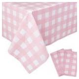 Pink Checkered Horizontal Tablecloth, 90x155 -