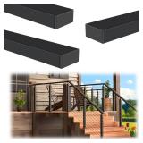 Zylorix 3Pack 10FT T304 Stainless Steel Handrail for Cable Railing System, Rectangular Black Handrail for Deck Railing Kit with End Cap Screw, Adjustable-Length Flat Top Rail for Balcony Patio