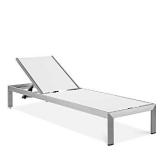 Modway Shore Outdoor Patio Aluminum Mesh Chaise in Silver White