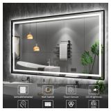 Amorho 88\" X38\" LED Bathroom Mirror Framed, Front Light and Backlit, Stepless Dimmable, Anti-Fog, Shatter-Proof, Memory, 3 Colors, Double LED Vanity Mirror