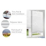 Redi Shade No Tools Easy Lift Trim-at-Home Cordless Pleated Light Filtering Fabric Shade White, 36\" W x 64\" L, (Fits windows 19\"- 36\")