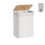 SONGMICS Foldable Laundry Hamper with Lid, 19 Gal. Bamboo Laundry Basket, Rectangular Storage Hamper with 3 Handles, 15.7 x 11.8 x 23.6 Inches, for Laundry Room, Bedroom, Natural ULCB10YV1