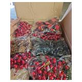 Lenwen 4 Pack 22 Inch Lighted Christmas Tree Thick Prelit Christmas Tree Battery Operated Spruce Tree with Burlap Base for Seasonal Fireplace Indoor Home Decor(Red Berries and Pine Cones)