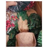 Lenwen 4 Pack 22 Inch Lighted Christmas Tree Thick Prelit Christmas Tree Battery Operated Spruce Tree with Burlap Base for Seasonal Fireplace Indoor Home Decor(Red Berries and Pine Cones)