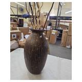 Textured Bronze Floor Vase with Decorative Branches