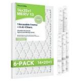 Future Way 14x20x1 Air Filters, 6-pack with Reusable Frame, MERV 13, MPR 1900 AC Furnace Filters, Space Saving &Cost-effective