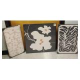 FACTORY SEALED - MXART Large Canvas 3 Piece Set, Modern Black and White Floral Print.Measurements are 12 x 24", 15 3/4" x 24", and 23 3/4" x 24"