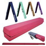 FACTORY SEALED -  8 FT Balance Beam Folding Gymnastics Beam - Extra Firm - PU Leather Cover - Anti Slip Bottom with Carry Bag for Kids/Adults Home Use (Green)