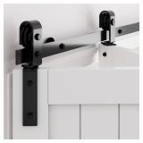 WINSOON 60 Bifold Barn Door Hardware: Smooth Quietly Bi-fold Sliding Door Hardware for 56" Closet Doors - Black Folding Track Kit Easy to Install - Bi Fold Barn Door Hardware Kit