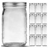 FACTORY SEALED - Bedoo Mason Jars 32 oz, 12 Pack Quart Mason Jars With Wide Mouth Lids, Glass Jars for Canning, Food Storage, Meal Prep, Overnight Oats, Fermenting, Pickling, DIY Projects
