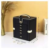 KAMIER Jewelry Box for Women, 6-Layer Large Jewelry Organizer Box with Mirror & 5 Drawers for Rings, Earrings, Necklaces, Bracelets(Green)