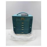 KAMIER Jewelry Box for Women, 6-Layer Large Jewelry Organizer Box with Mirror & 5 Drawers for Rings, Earrings, Necklaces, Bracelets(Green)