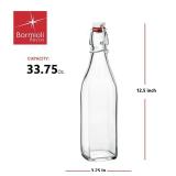 FACTORY SEALED - Bormioli Rocco Swing Top Glass Bottle (Set of 4) - Reusable Container with Secure Metal Clasp, Ideal for Homemade Juices, Oil Infusions, Condiments, Mixers - Everyday Drinking Glasses
