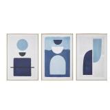 FACTORY SEALED - ArtbyHannah Abstract Blue Canvas Wall Art Framed with Geometric Prints, Gold Framed Modern Wall Art for Living Room, 3 Pack 16x24 Inch  - Retail: $80