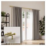 APPEARS NEW - Umbra Cappa Double Curtain Rod, Includes 2 Matching Finials, Brackets & Hardware, 120 to 180-Inch, Gold