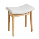 17Hx17.5"W Makeup Vanity Chair for Living Room, Morden Foot Stool Ottoman Piano Bench,Small Upholstered Bench for Bedroom, Beige with Grey leather Cushion.