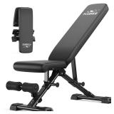 APPEARS NEW - FLYBIRD Adjustable Weight Bench, ASTM- Certified 800LBS Heavy-Duty Foldable Workout Bench for Home Gym, 90° to -30° FID 30in Extended Backrest for Bench Press Strength Training Exercis