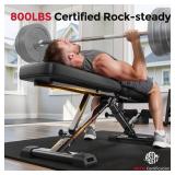 APPEARS NEW - FLYBIRD Adjustable Weight Bench, ASTM- Certified 800LBS Heavy-Duty Foldable Workout Bench for Home Gym, 90° to -30° FID 30in Extended Backrest for Bench Press Strength Training Exercis