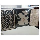3Pcs Framed Abstract Floral Wall Art Paintings Modern Black and White Botanical Poster Prints
