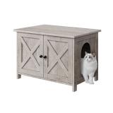 FACTORY SEALED -  Cat Litter Box Enclosure, Litter Box Furniture Hidden with Removable Divider, Indoor Cat House, End Table, Grey