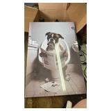 Funny Boxer Dog Reading Newspaper on Toilet Canvas Print, Framed  - Retail: $29