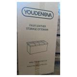 Youdenova Black Faux Leather Storage Ottoman - Retail: $45