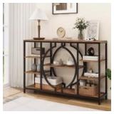 GiftGo 47\" Industrial Console Tables for Entryway Rustic Sofa Table Behind Couch 4 Tier Wooden Shelves Entry Table with Storage for Foyer, Hallway, Front Door,Living Room (Rustic Brown, 47\") - Retai