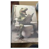 T-Rex Bathroom Humor Canvas Art Print - Retail: $29