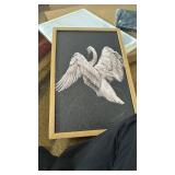 Framed Black and White Swan Wall Art Vintage Aesthetics Art Retro Picture Print with Wood Frame Dark Academia Moody Painting Wall Decor for Bedroom Livingroom12x16 Inch - Retail: $22