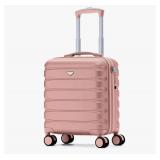 Flight Knight Carry On Suitcase 18x14x8 Hardside Built In TSA Lock & USB Port Lightweight Luggage Silent Double Spinner Wheels Maximum Underseat Carry-On Bag For American & United Approved Airlines - 